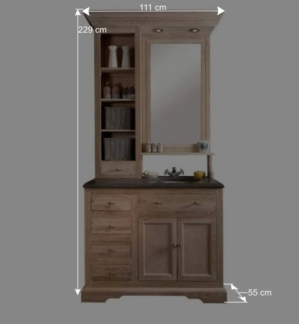 Wohnen Schmales Badezimmermöbel-Set Vish im rustikalen Landhausstil