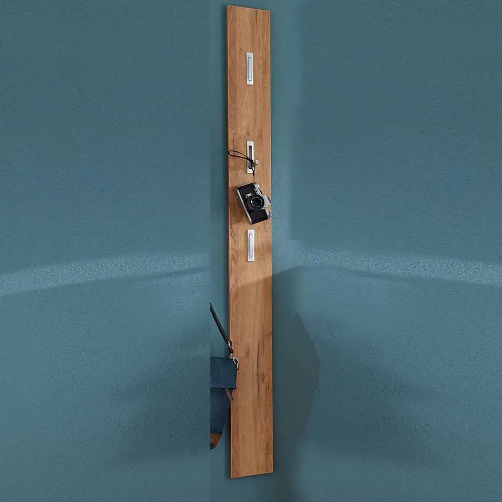 Wohnen Schmales Garderoben Paneel Reestyl in Eichefarben