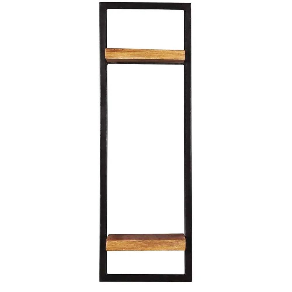 Wohnen Esszimmerregale|Regale*Schmales Industrial Wandregal mit zwei Holzablagen - Evradon