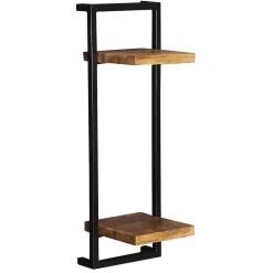 Wohnen Esszimmerregale|Regale*Schmales Industrial Wandregal mit zwei Holzablagen - Evradon