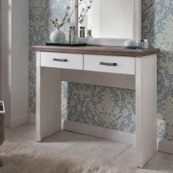 Wohnen Schminktisch Konsole Izarella in Weiß und Taupe