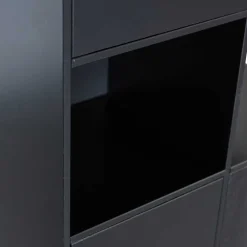 Wohnen Esszimmer-Vitrinen*Schrank einseitig abgerundet in Schwarz - Niwidus