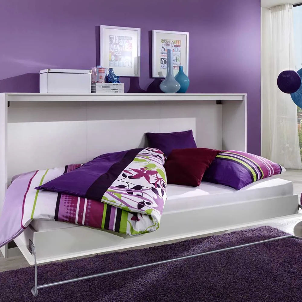 Wohnen Weiße Möbel*Schrankbett in Weiß aus Metall mit Matratze - Dynamic