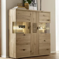 Wohnen Schrankvitrine aus hellem Asteiche Massivholz - Losiamos