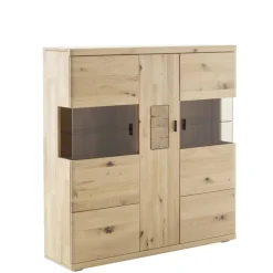 Wohnen Schrankvitrine aus hellem Asteiche Massivholz - Losiamos