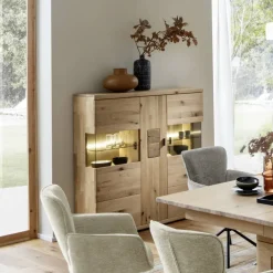 Wohnen Schrankvitrine aus hellem Asteiche Massivholz - Losiamos