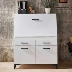 Wohnen Weiße Möbel|Sideboards & Kommoden*Schreibschrank mit Klappe & zwei Türen - Quakes