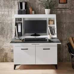 Wohnen Weiße Möbel|Sideboards & Kommoden*Schreibschrank mit Klappe & zwei Türen - Quakes