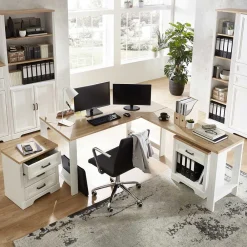 Wohnen Schreibtisch & Rollcontainer Set - Mehady (dreiteilig)