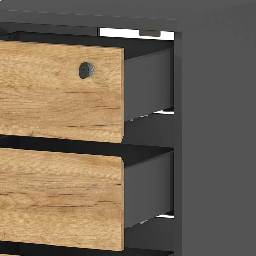 Wohnen Graue Möbel|Bürotische*Schreibtisch & Rollcontainer 158x79 cm - Contrage (zweiteilig)