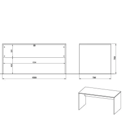 Wohnen Graue Möbel|Bürotische*Schreibtisch & Rollcontainer 158x79 cm - Contrage (zweiteilig)