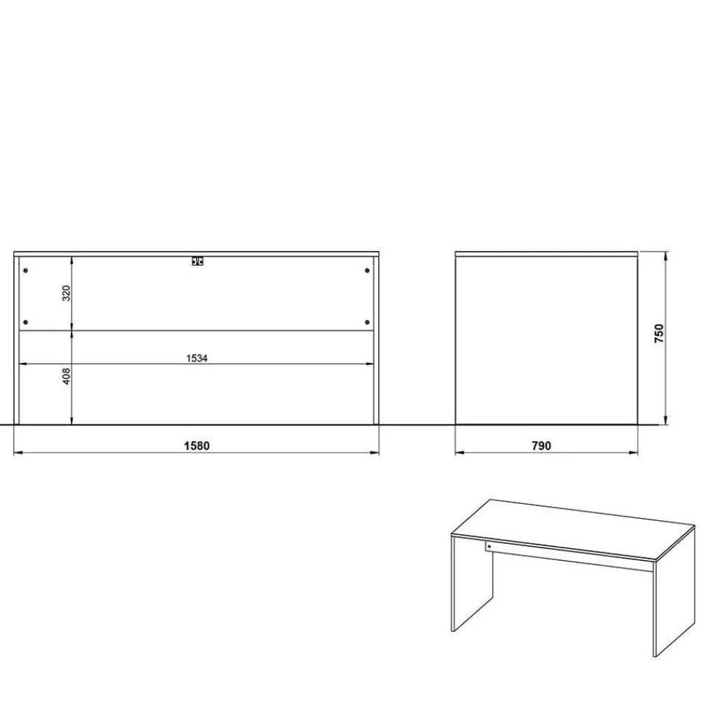 Wohnen Graue Möbel|Bürotische*Schreibtisch & Rollcontainer 158x79 cm - Contrage (zweiteilig)