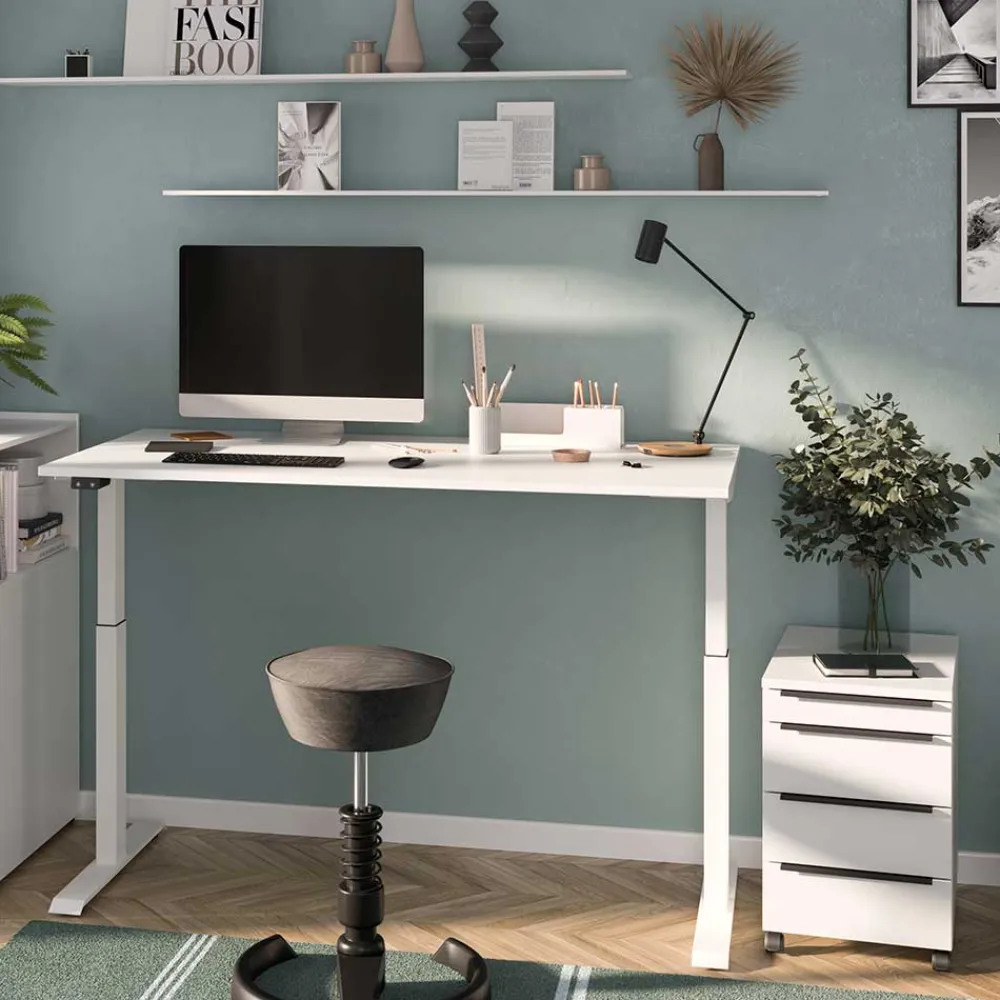 Wohnen Weiße Möbel|Bürotische*Schreibtisch & Rollcontainer Set - Sparkle (zweiteilig)