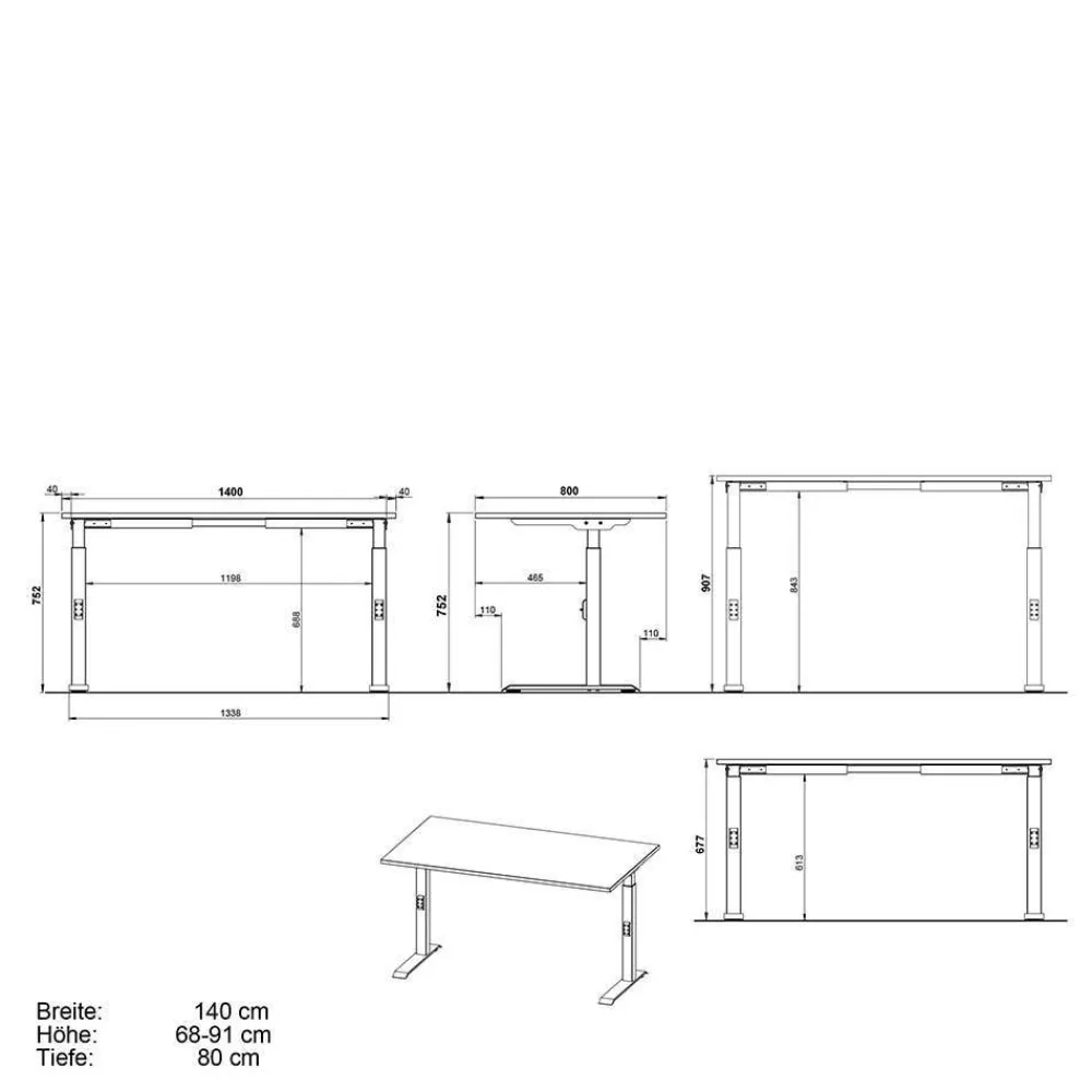 Wohnen Weiße Möbel|Bürotische*Schreibtisch & Rollcontainer Set - Sparkle (zweiteilig)