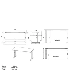 Wohnen Weiße Möbel|Bürotische*Schreibtisch & Rollcontainer Set - Sparkle (zweiteilig)