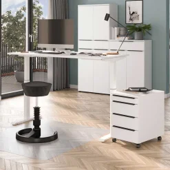 Wohnen Weiße Möbel|Bürotische*Schreibtisch & Rollcontainer Set - Sparkle (zweiteilig)