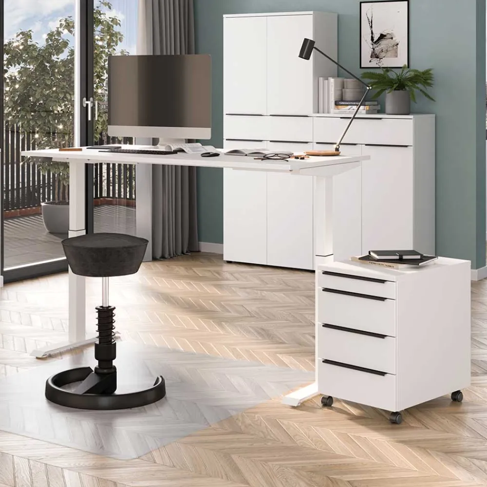 Wohnen Weiße Möbel|Bürotische*Schreibtisch & Rollcontainer Set - Sparkle (zweiteilig)