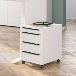 Wohnen Weiße Möbel|Bürotische*Schreibtisch & Rollcontainer Set - Sparkle (zweiteilig)