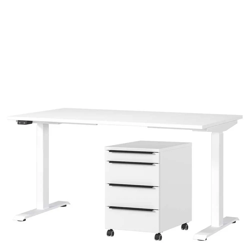Wohnen Weiße Möbel|Bürotische*Schreibtisch & Rollcontainer Set - Sparkle (zweiteilig)