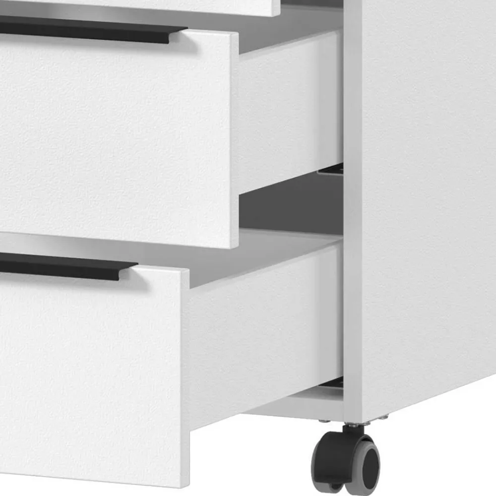 Wohnen Weiße Möbel|Bürotische*Schreibtisch & Rollcontainer Set - Sparkle (zweiteilig)