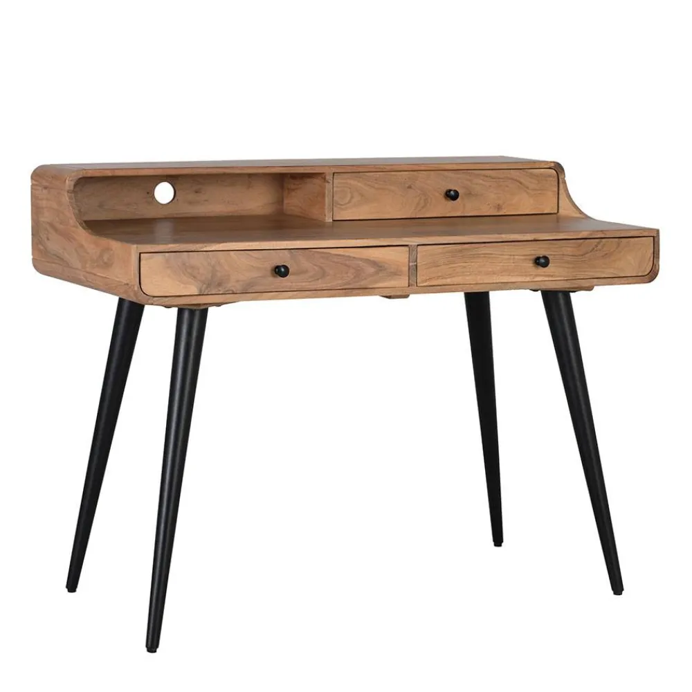 Wohnen Schwarze Möbel|Naturholzmöbel*Schreibtisch aus Akazie Massivholz - Sugora
