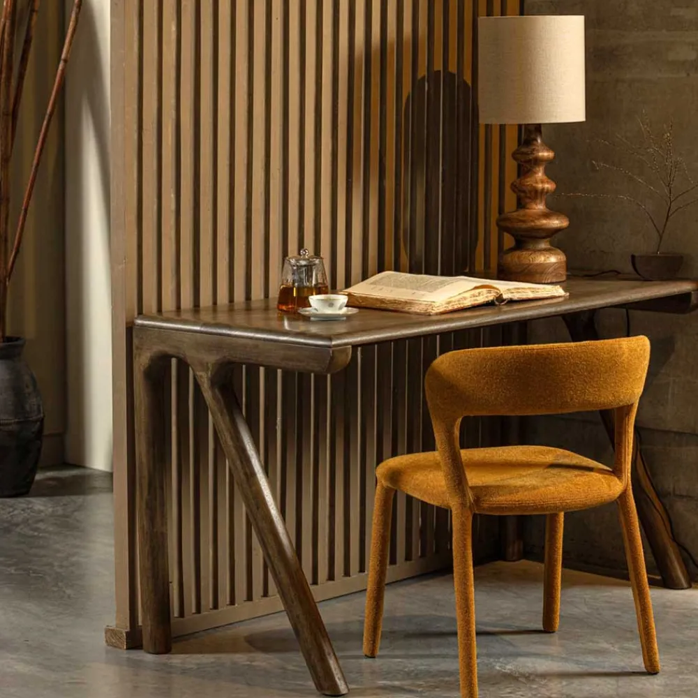 Wohnen Schreibtisch aus Mangoholz in Walnuss Braun - Tadeuz