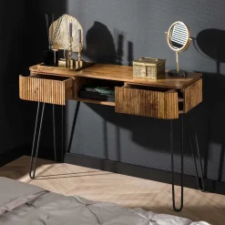 Wohnen Bürotische|Jugendzimmertische*Schreibtisch aus Mangoholz in Sandfarben - Ciabeta