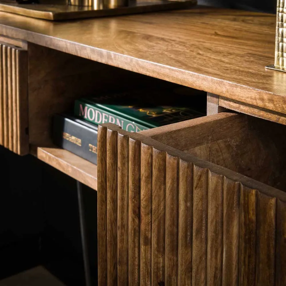 Wohnen Bürotische|Jugendzimmertische*Schreibtisch aus Mangoholz in Sandfarben - Ciabeta