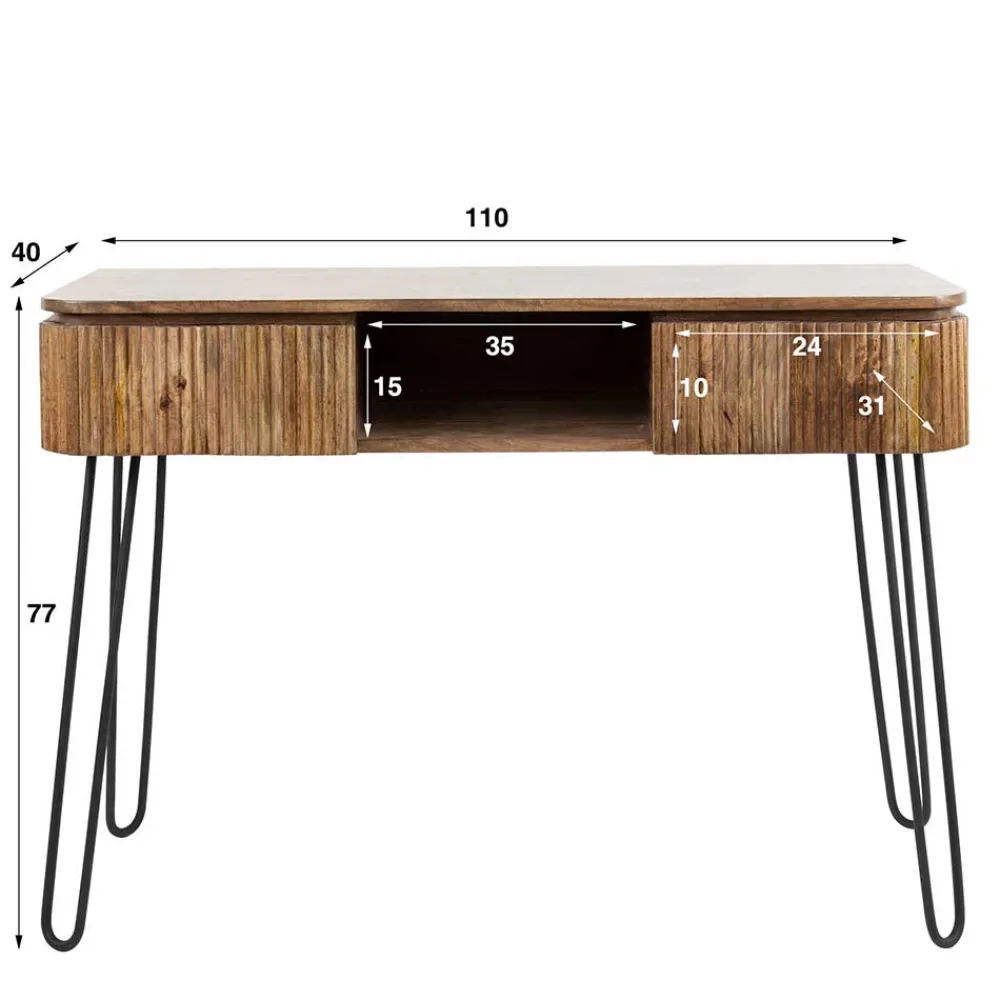 Wohnen Bürotische|Jugendzimmertische*Schreibtisch aus Mangoholz in Sandfarben - Ciabeta