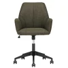 Wohnen Schreibtisch Drehstuhl aus Strukturstoff Oliv Grün - Alexandro