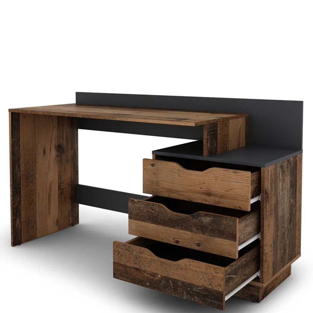 Kinder Wohnen Schreibtisch in Altholz Optik mit Anthrazit - Georgia