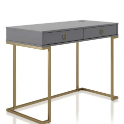 Wohnen Bürotische|Jugendzimmertische*Schreibtisch in Grau und Messing - Woman