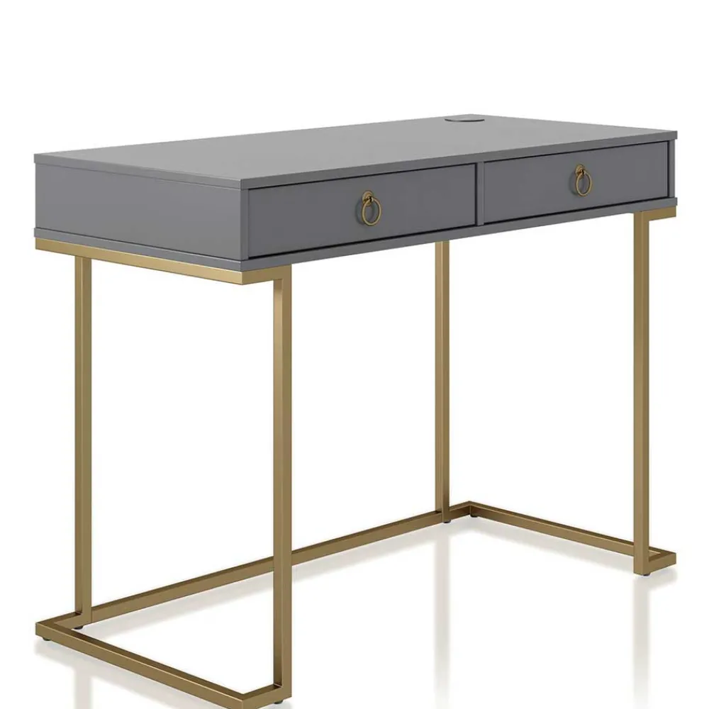 Wohnen Bürotische|Jugendzimmertische*Schreibtisch in Grau und Messing - Woman