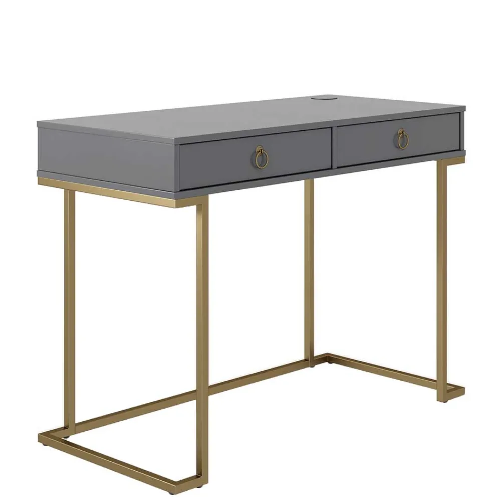 Wohnen Bürotische|Jugendzimmertische*Schreibtisch in Grau und Messing - Woman