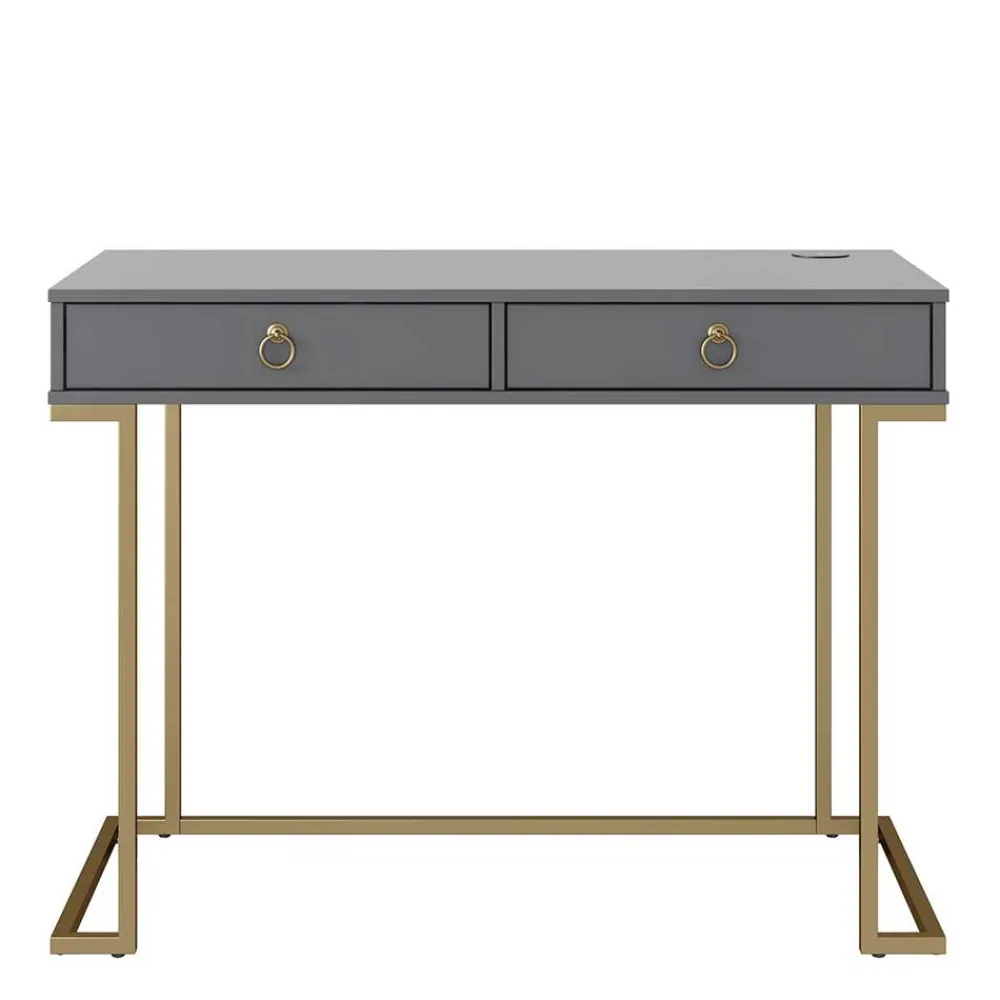 Wohnen Bürotische|Jugendzimmertische*Schreibtisch in Grau und Messing - Woman