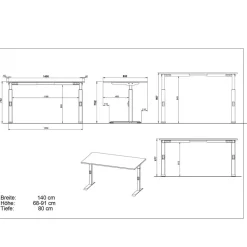 Wohnen Tische|Bürotische*Schreibtisch in Hellgrau und Weiß - Topper
