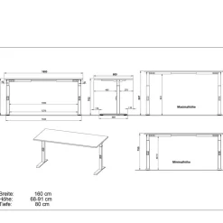 Wohnen Tische|Bürotische*Schreibtisch in Hellgrau und Weiß - Topper