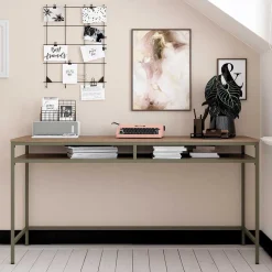 Wohnen Schreibtisch in Walnuss Optik und Oliv Grün - Cedreona