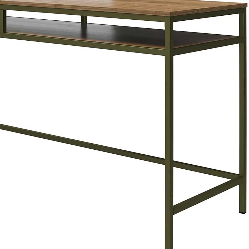 Wohnen Schreibtisch in Walnuss Optik und Oliv Grün - Cedreona