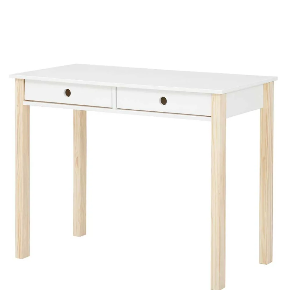 Wohnen Jugendzimmertische|Kinderschreibtische*Schreibtisch in Weiß mit Kiefer - Cayman