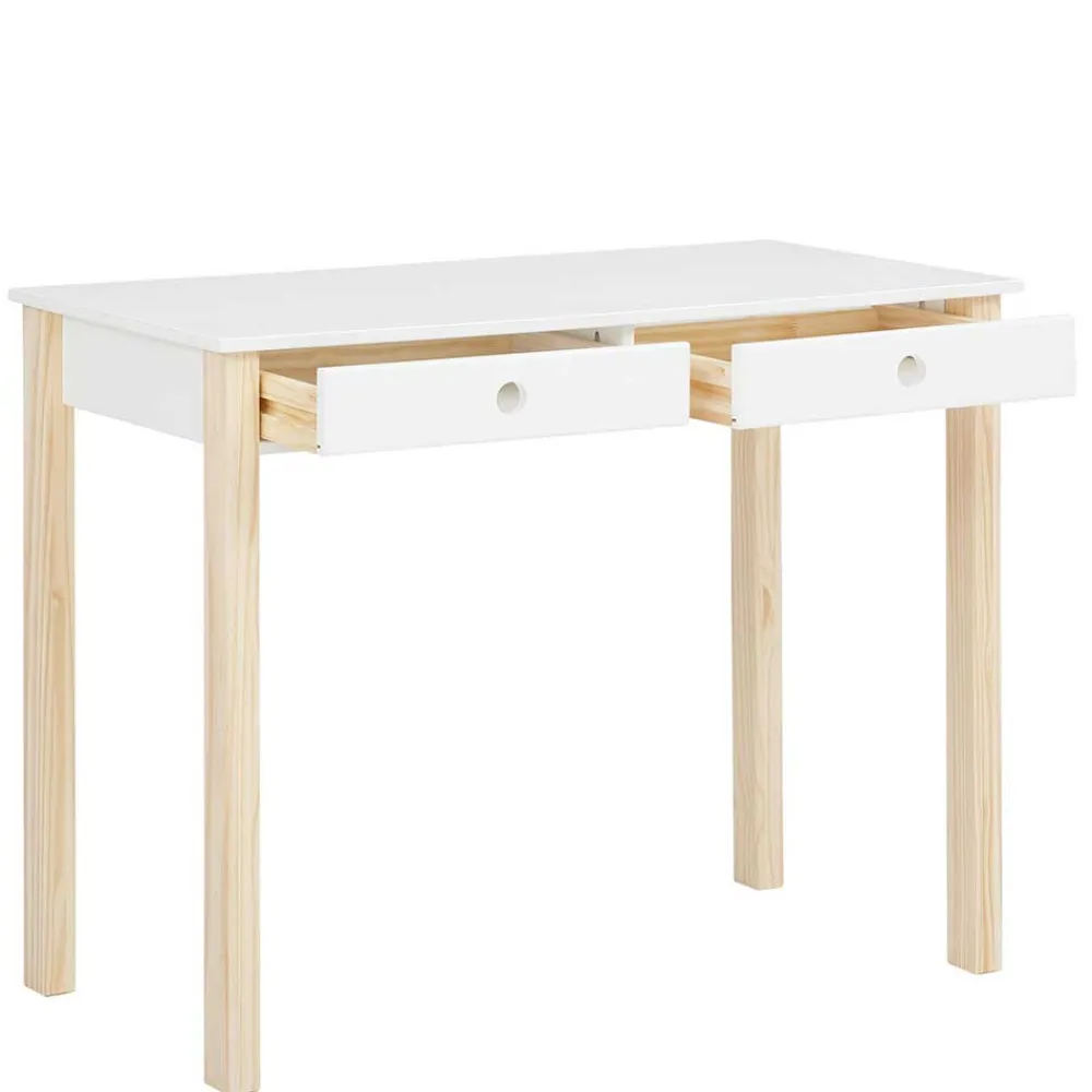 Wohnen Jugendzimmertische|Kinderschreibtische*Schreibtisch in Weiß mit Kiefer - Cayman