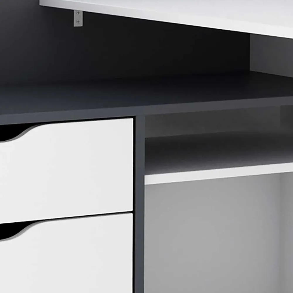 Wohnen Bürotische|Jugendzimmertische*Schreibtisch in Weiß und Anthrazit - Hugadano