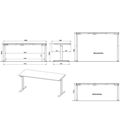 Wohnen Bürotische*Schreibtisch Kombination in Dunkelgrau - Espnoz (zweiteilig)