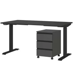 Wohnen Bürotische*Schreibtisch Kombination in Dunkelgrau - Espnoz (zweiteilig)