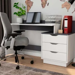 Kinder Wohnen Schreibtisch mit drei Schubladen und Aufsatz - Dotagon