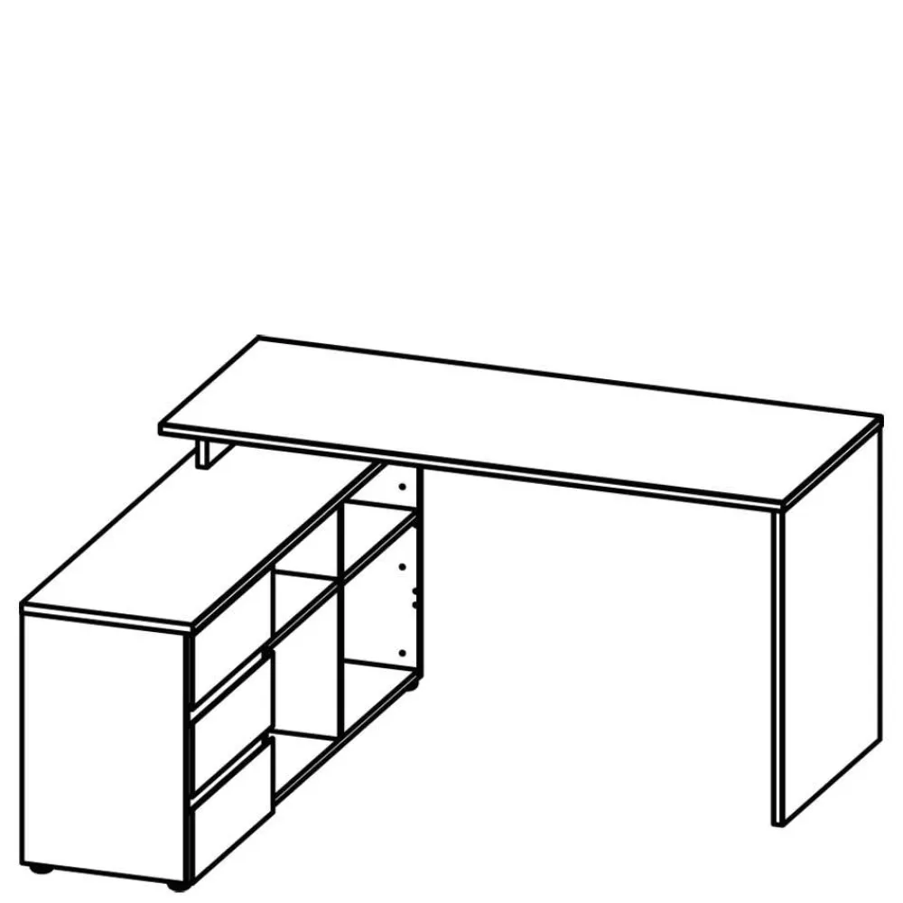 Wohnen Bürotische|Kinderschreibtische*Schreibtisch mit Regal - 4 Fächer & 3 Schubladen - Contrage