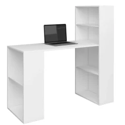 Wohnen Bürotische*Schreibtisch mit Regal in Weiß - Osicria