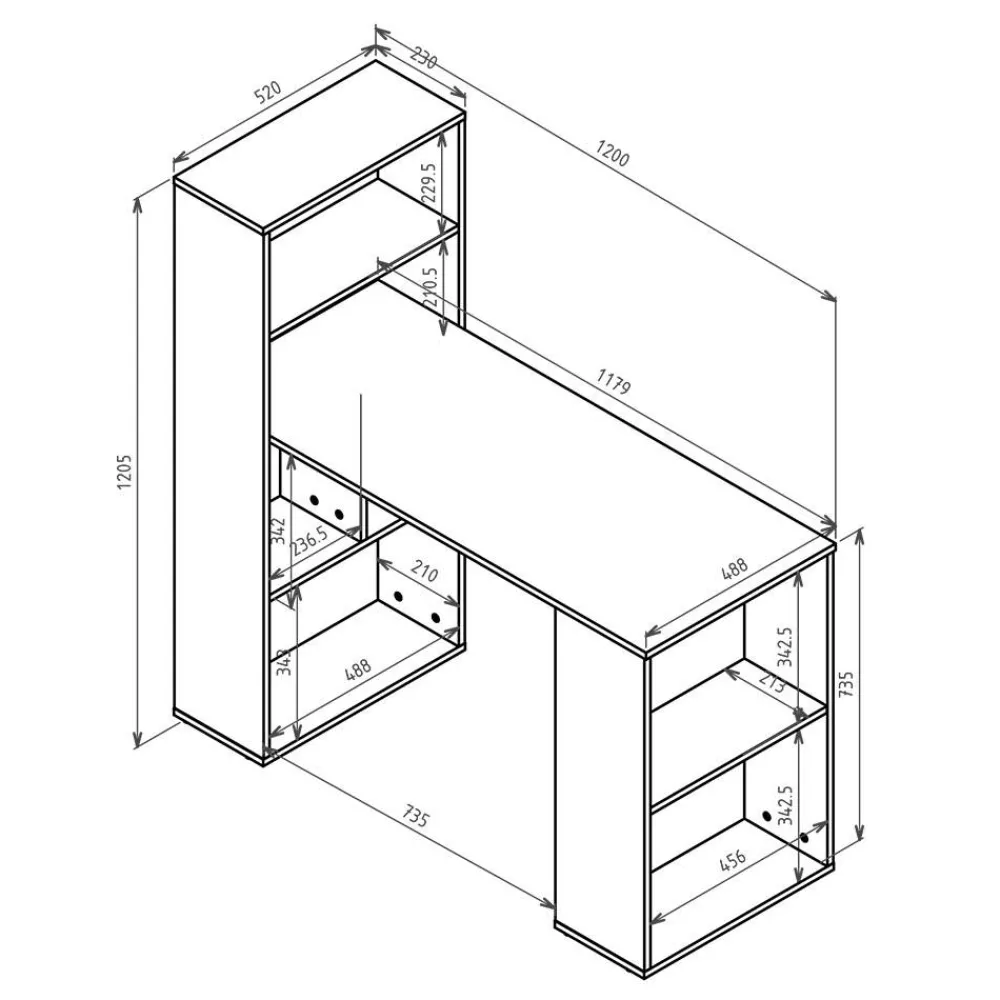 Wohnen Bürotische*Schreibtisch mit Regal in Weiß - Osicria