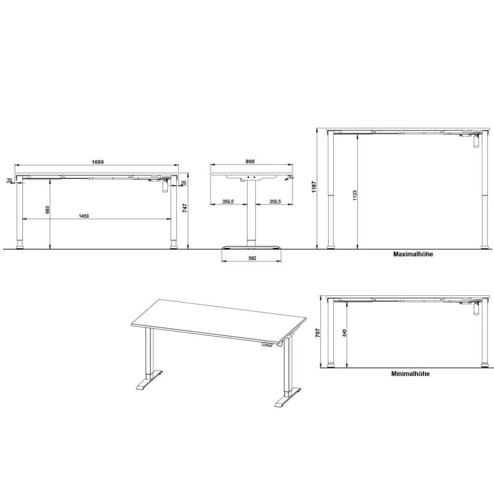 Wohnen Bürotische|Tische*Schreibtisch mit Rollcontainer Set - Chilena (zweiteilig)