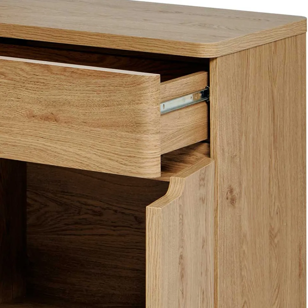 Kinder Wohnen Schreibtisch mit Seitenregal in Eiche Optik - Abacho